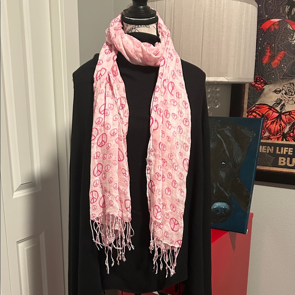 Light Pink Peace Sign Scarf - Women's Accessories